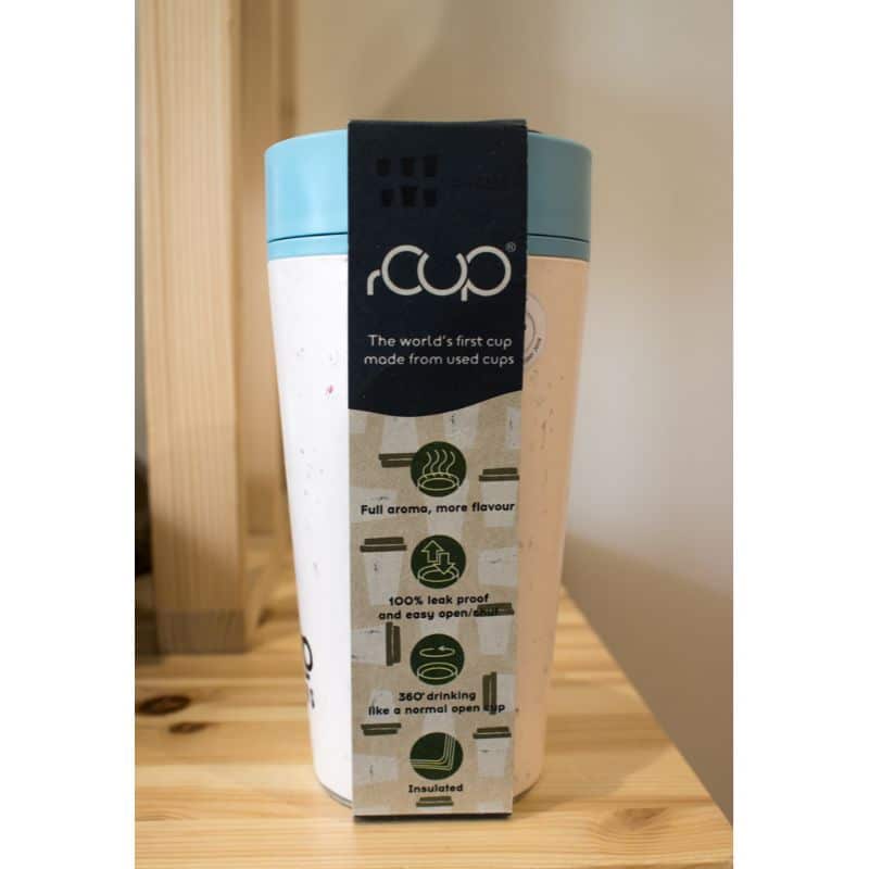 Scoop Coffee Cup (12oz) White & Teal